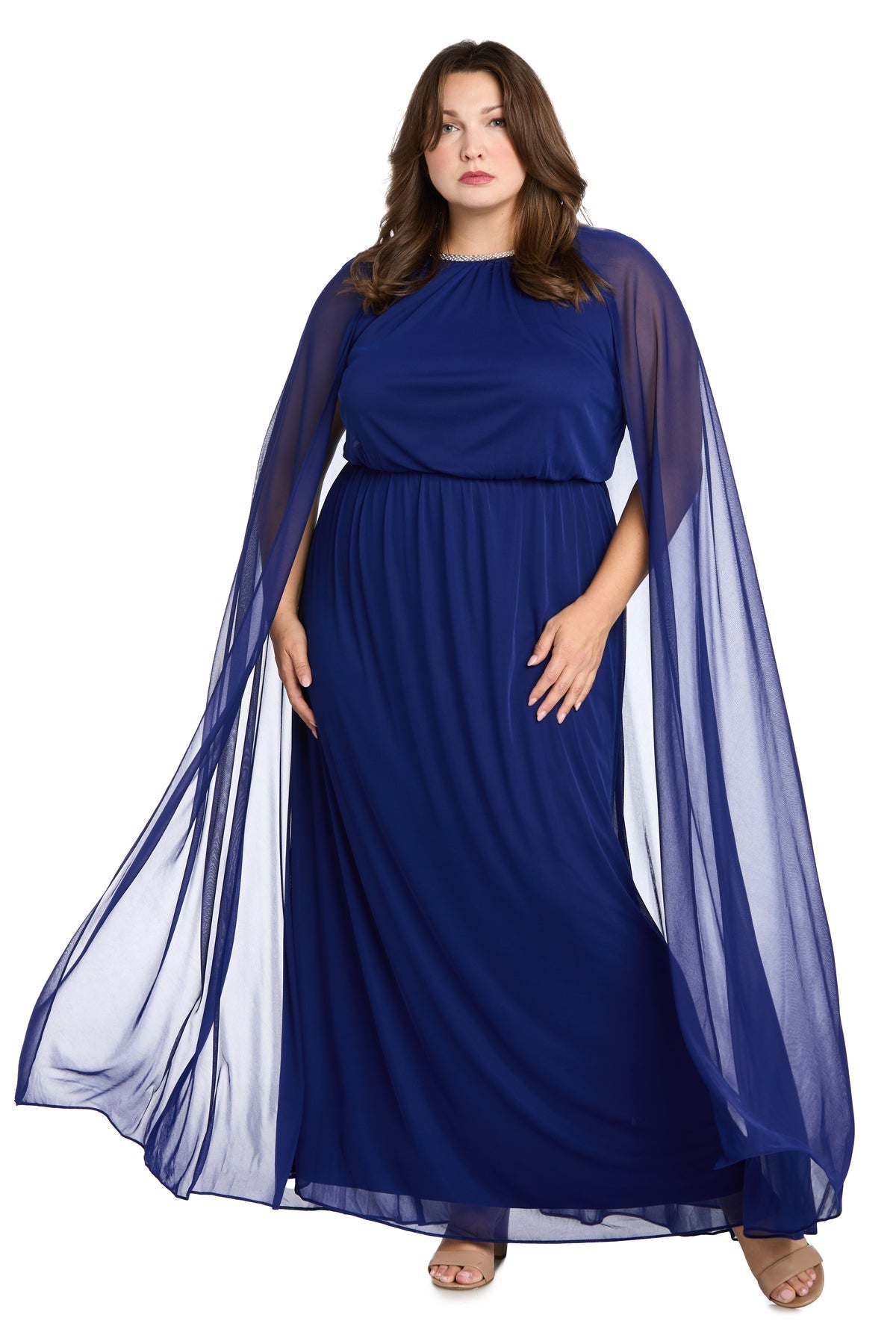 Plus Size Dresses Plus Size A Long Formal Cape Dress Electric Blue