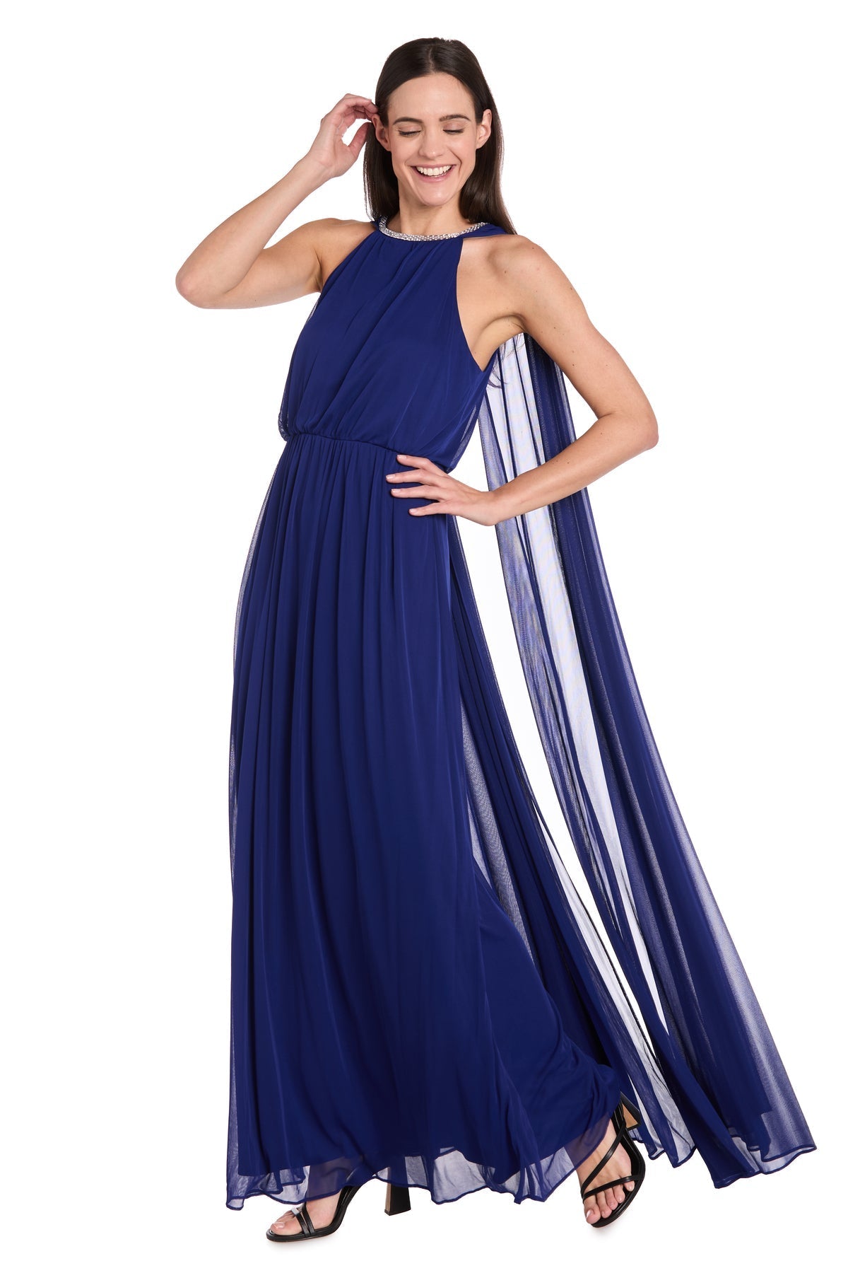 Formal Dresses Long A Line Formal Evening Cape Dress Electric Blue
