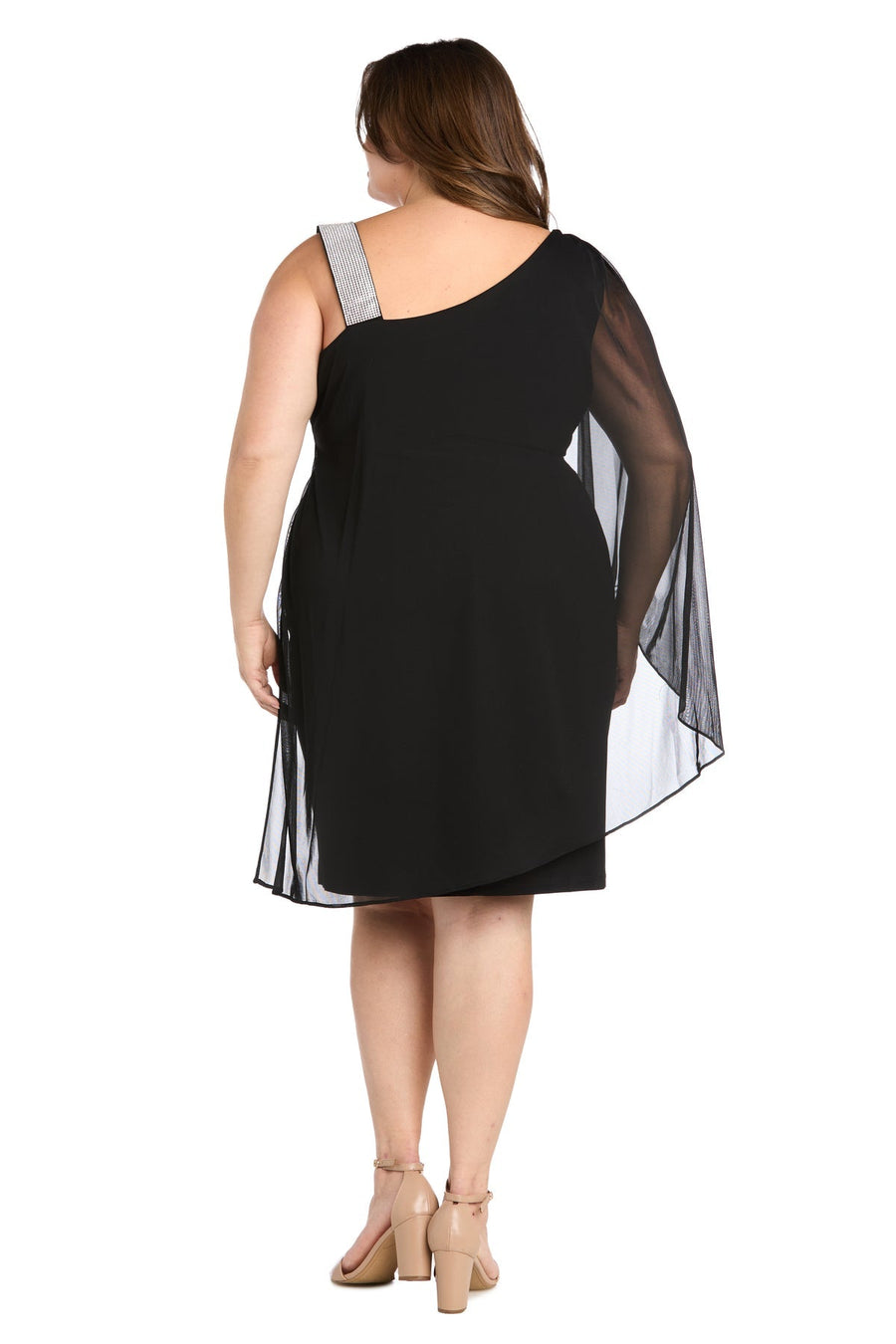 Plus Size Dresses Plus Size Short Cape Cocktail Dress Black