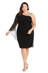 Plus Size Dresses Plus Size Short Cape Cocktail Dress Black
