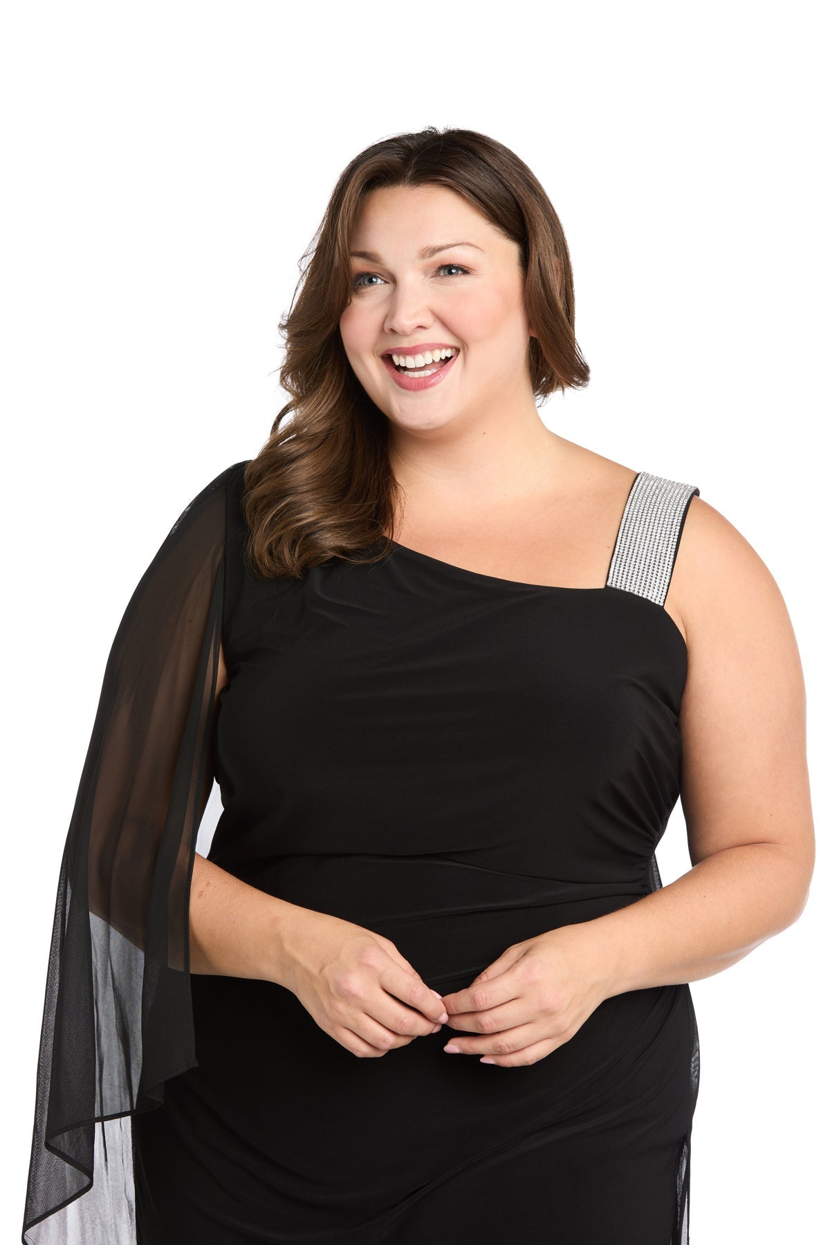 Plus Size Dresses Plus Size Short Cape Cocktail Dress Black