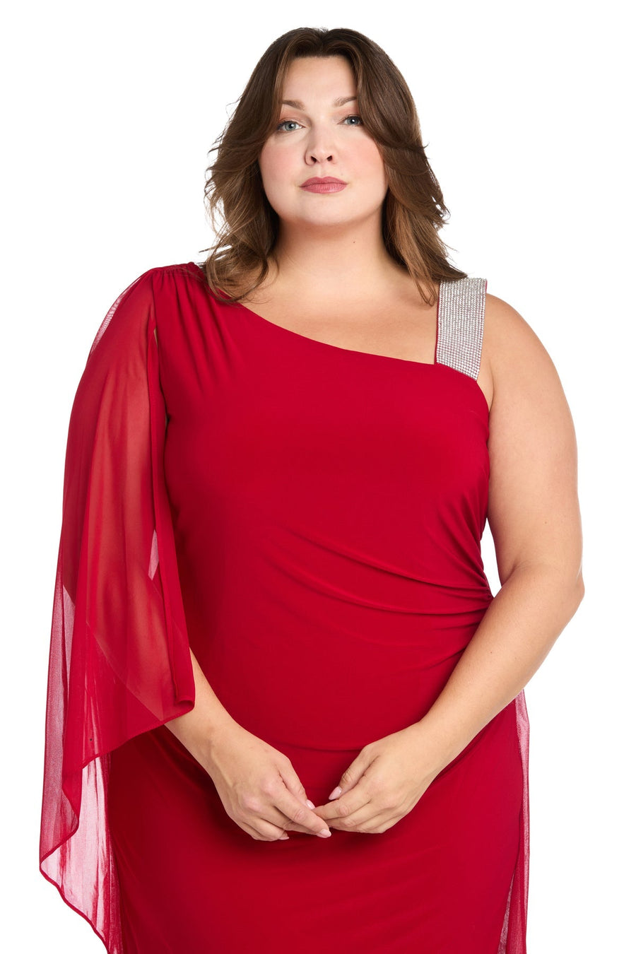 Plus Size Dresses Plus Size Short Cape Cocktail Dress Red