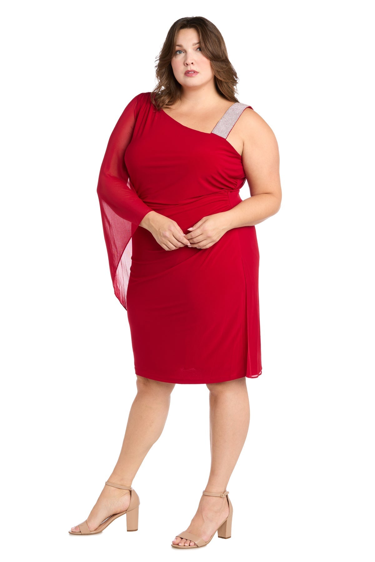 Plus Size Dresses Plus Size Short Cape Cocktail Dress Red