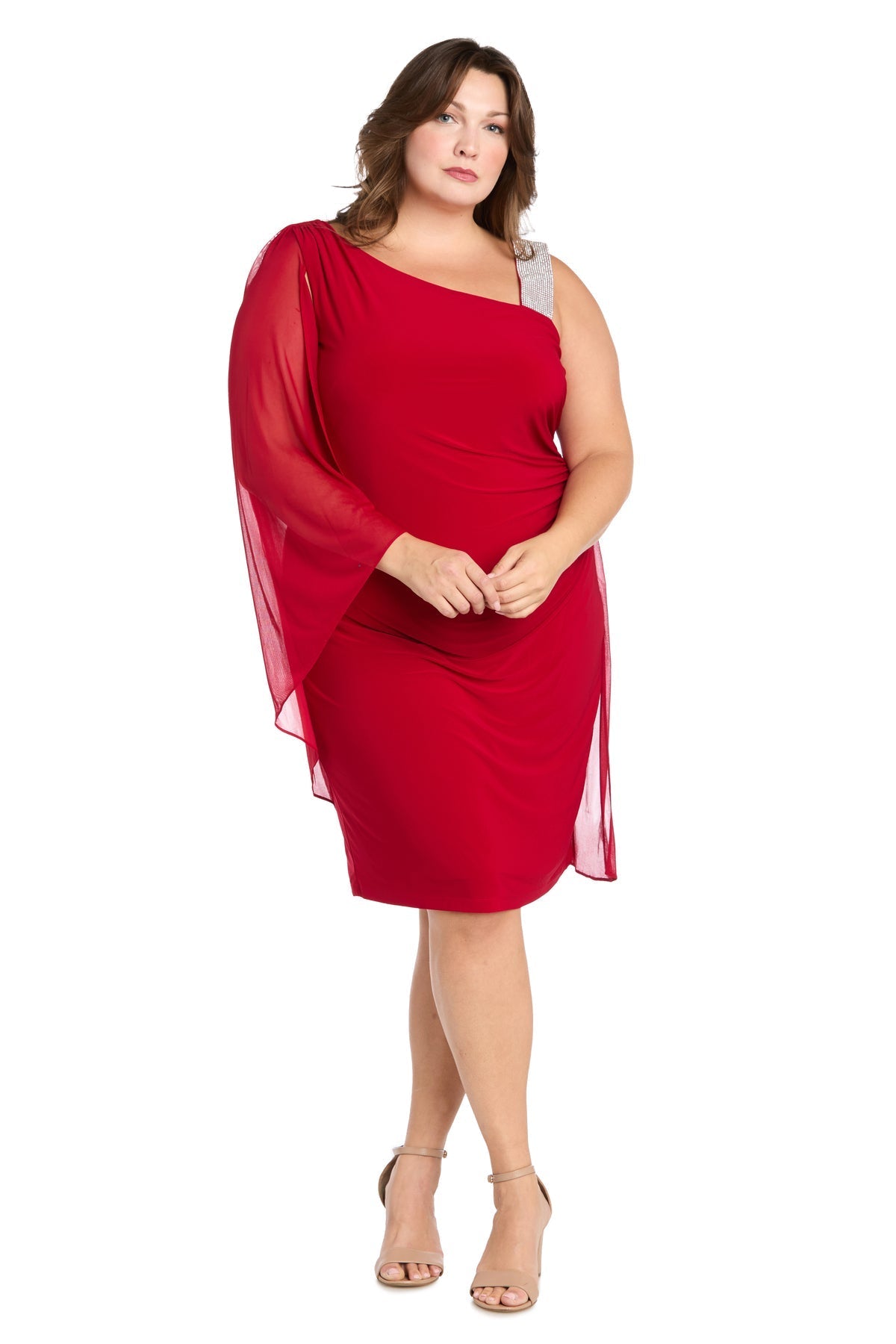 Plus Size Dresses Plus Size Short Cape Cocktail Dress Red
