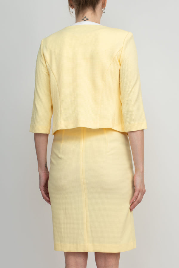 Cocktail Dresses Fitted Short Cocktail Jacket Dress Yellow White