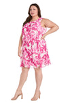 Plus Size Dresses Plus Size Short Printed Cocktail Dress Pink/White