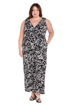 Plus Size Dresses Plus Size Long Formal Pocket Jumpsuit Black/White