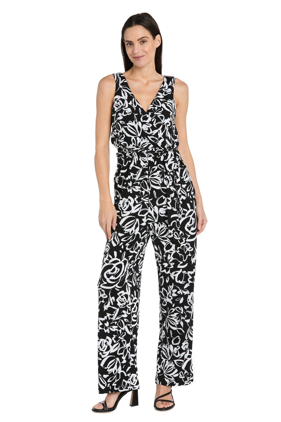 Jumpsuit Long Printed Formal Pocket Jumpsuit Black/White