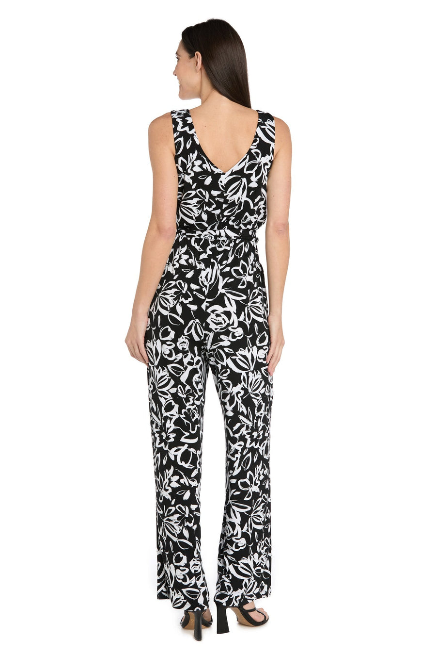 Jumpsuit Long Printed Formal Pocket Jumpsuit Black/White