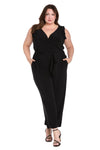 Plus Size Dresses Long Plus Size Formal Ruffle Jumpsuit Black