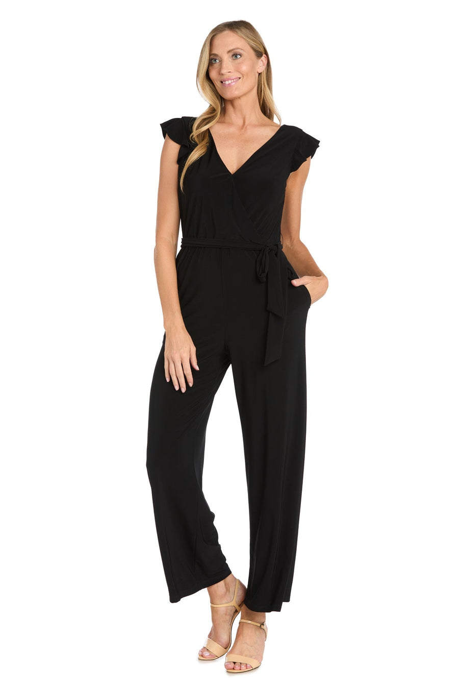 Jumpsuit Long Formal Ruffle Petite Jumpsuit Black
