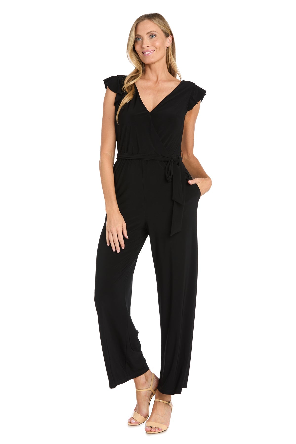 Jumpsuit Long Formal Ruffle Petite Jumpsuit Black