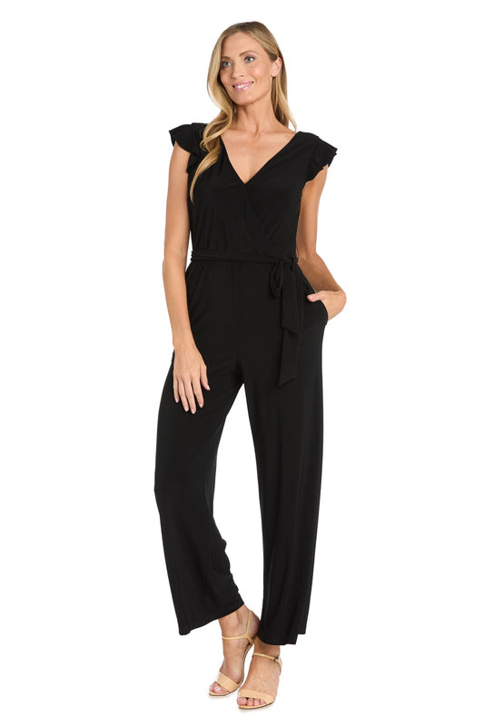 Jumpsuit Long Formal Ruffle Petite Jumpsuit Black