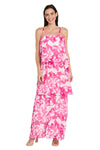Formal Dresses Long Printed Formal Layered Dress Pink/White