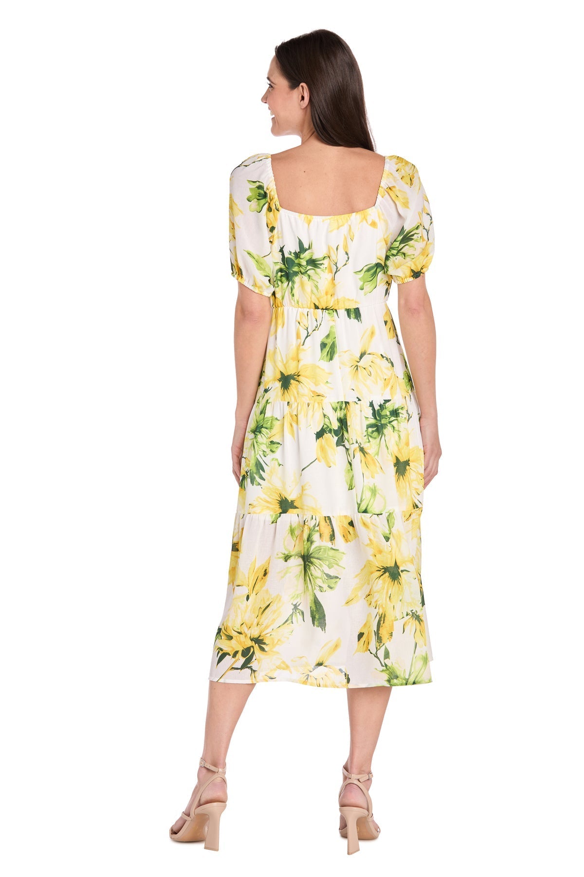Cocktail Dresses Printed A Line Petite Cocktail Dress Yellow/Green/White