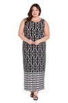 Plus Size Dresses Plus Size Long Formal Printed Dress Black/White