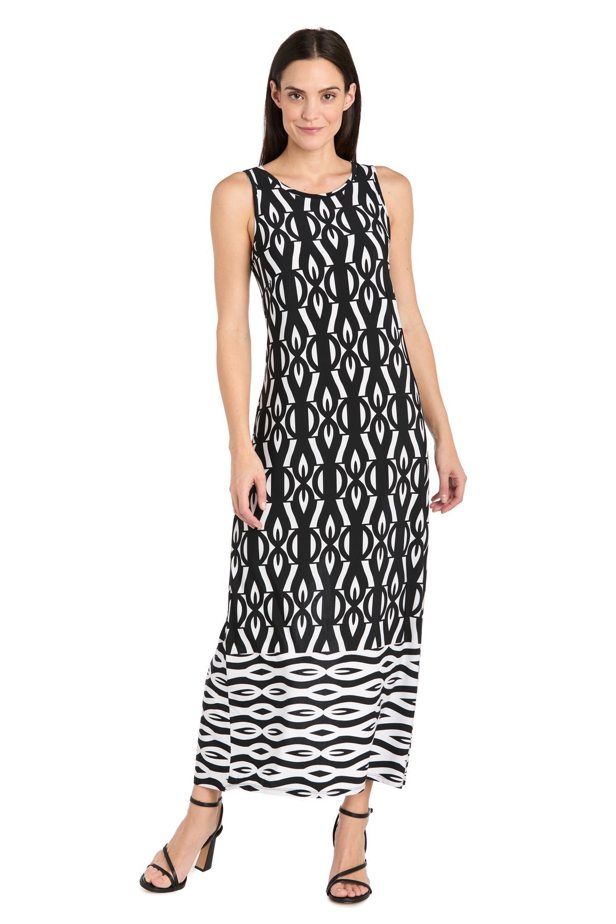 Formal Dresses Printed Long Formal Maxi Dress Black/White