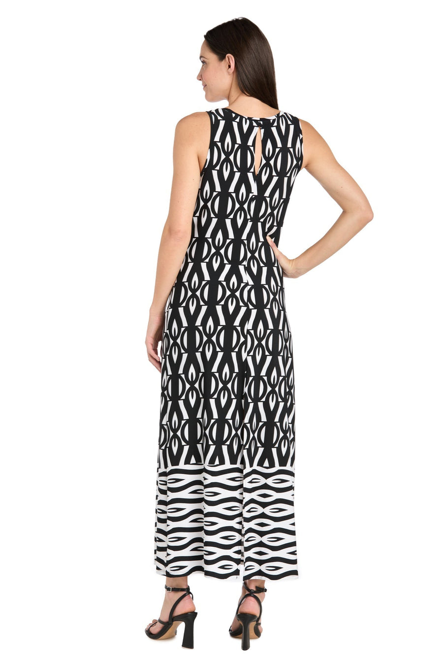 Formal Dresses Printed Long Formal Maxi Dress Black/White
