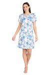 Cocktail Dresses Short Floral Print Cocktail Dress White/Blue