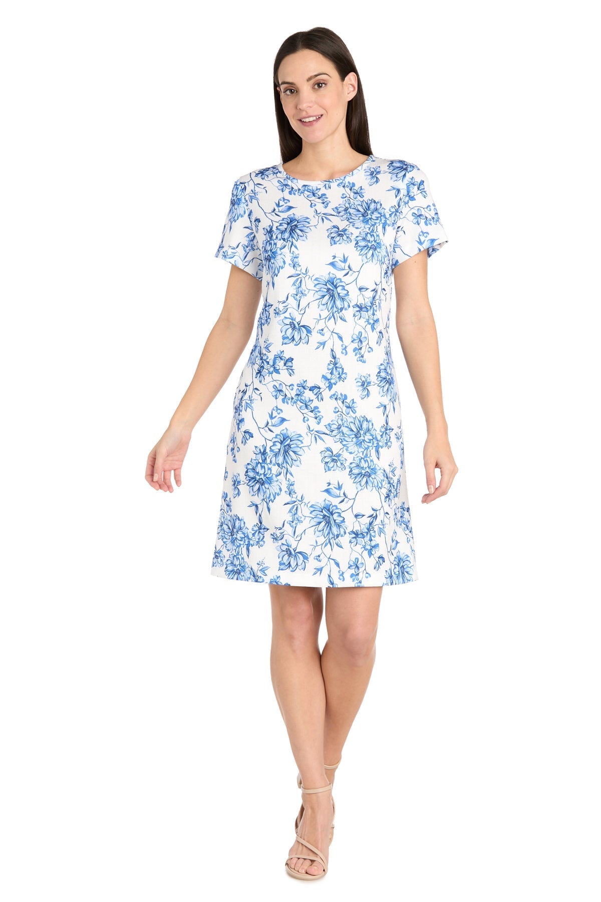Cocktail Dresses Short Floral Print Cocktail Dress White/Blue