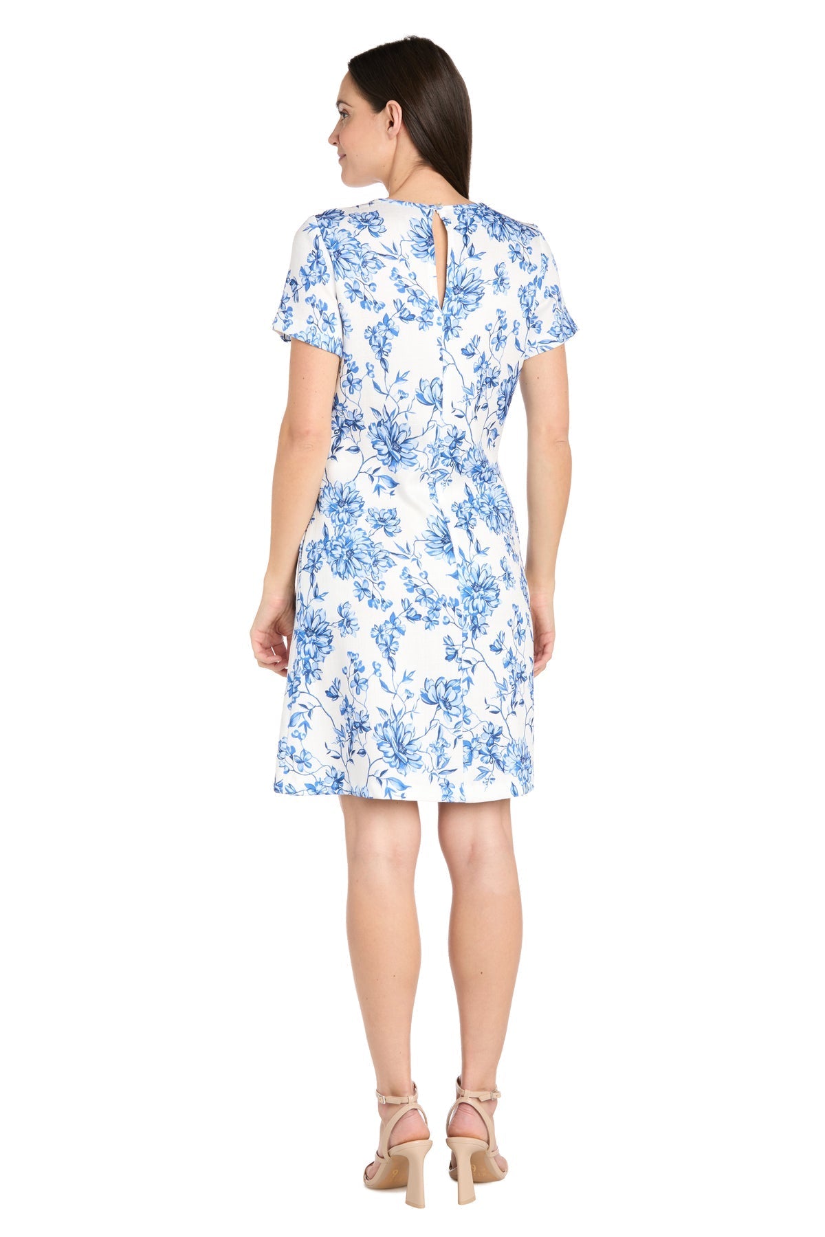 Cocktail Dresses Short Floral Print Cocktail Dress White/Blue