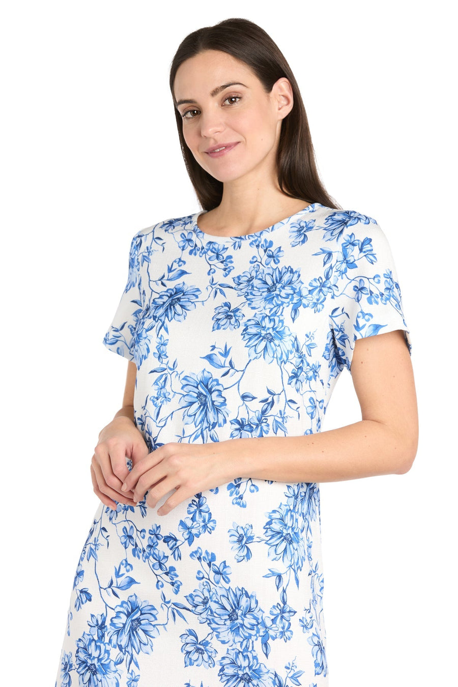 Cocktail Dresses Short Floral Print Petite Cocktail Dress White/Blue