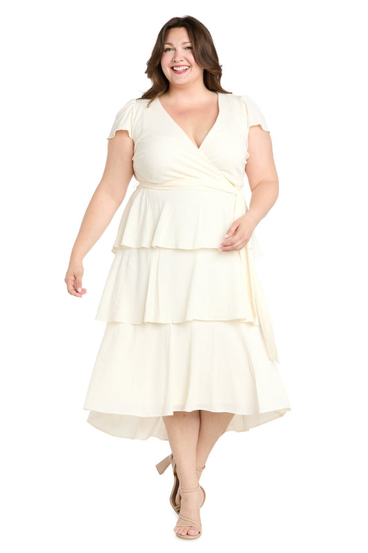 Plus Size Dresses Plus Size High Low Tiered Cocktail Dress White