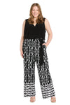 Jumpsuit Plus Size Long Formal Printed Jumpsuit Black/White