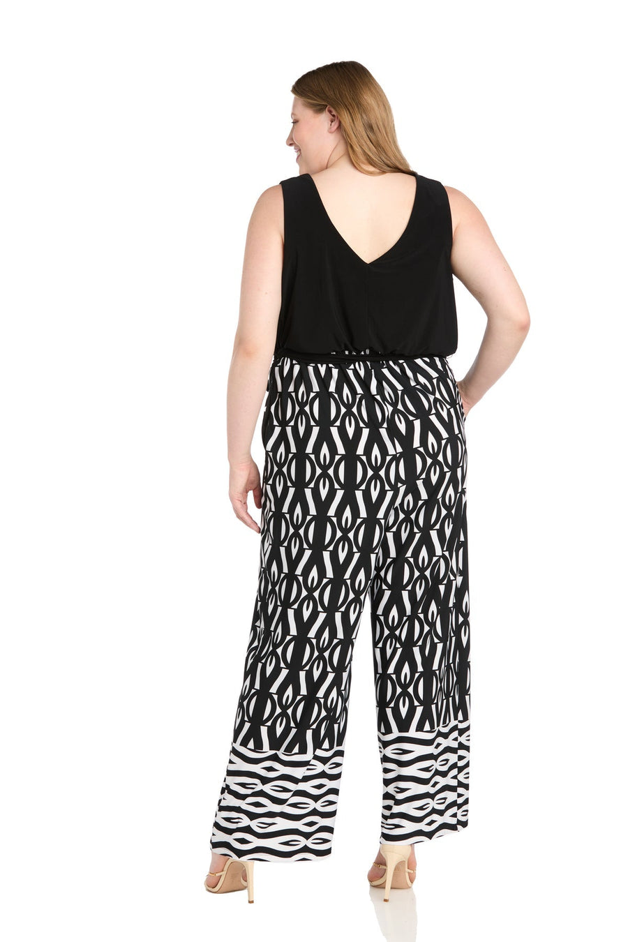 Jumpsuit Plus Size Long Formal Printed Jumpsuit Black/White