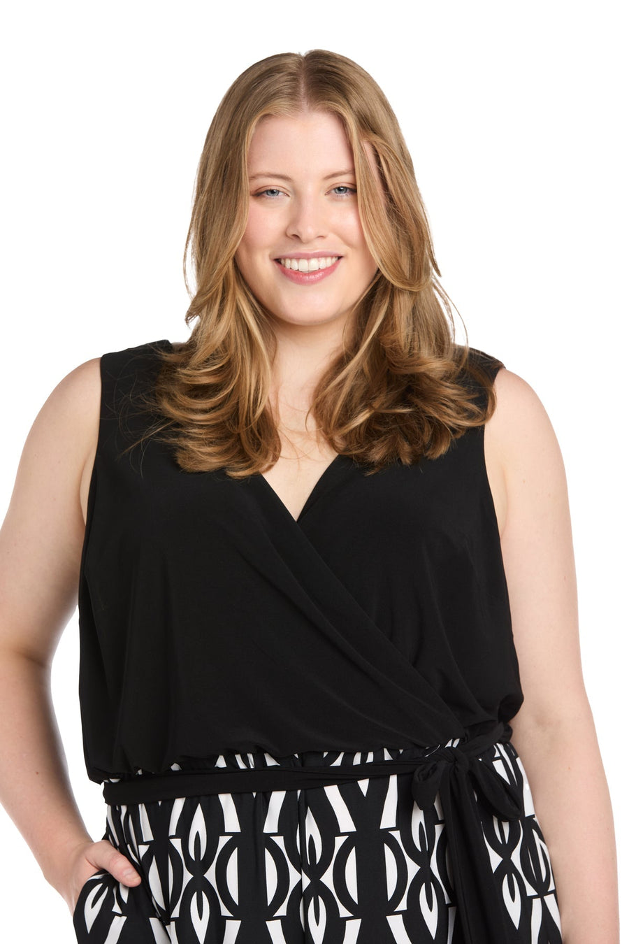 Jumpsuit Plus Size Long Formal Printed Jumpsuit Black/White