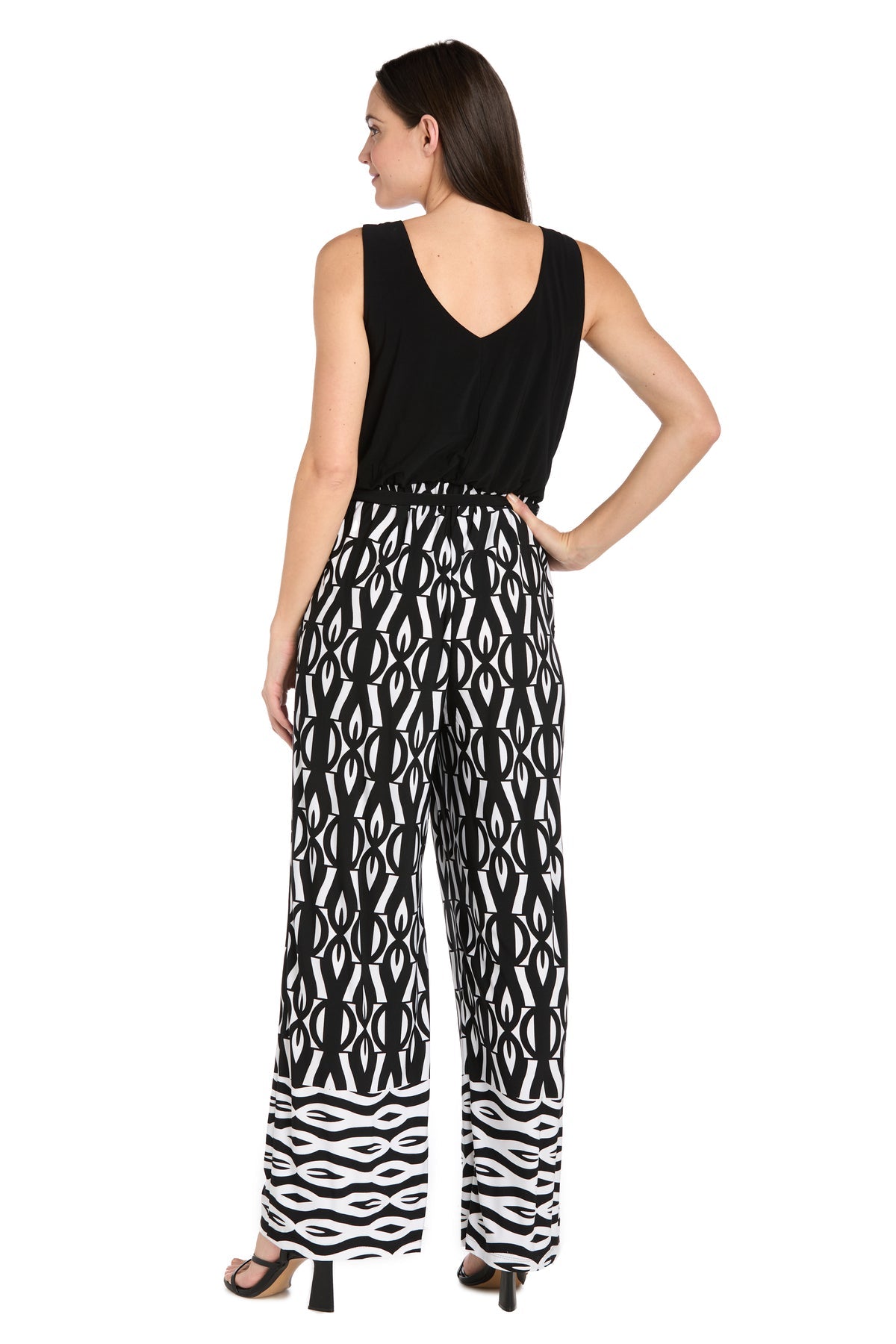 Jumpsuit Long Printed Formal Petite Jumpsuit Black/White