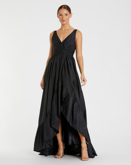 Prom Dresses High Low Taffeta Ruffle Dress Black