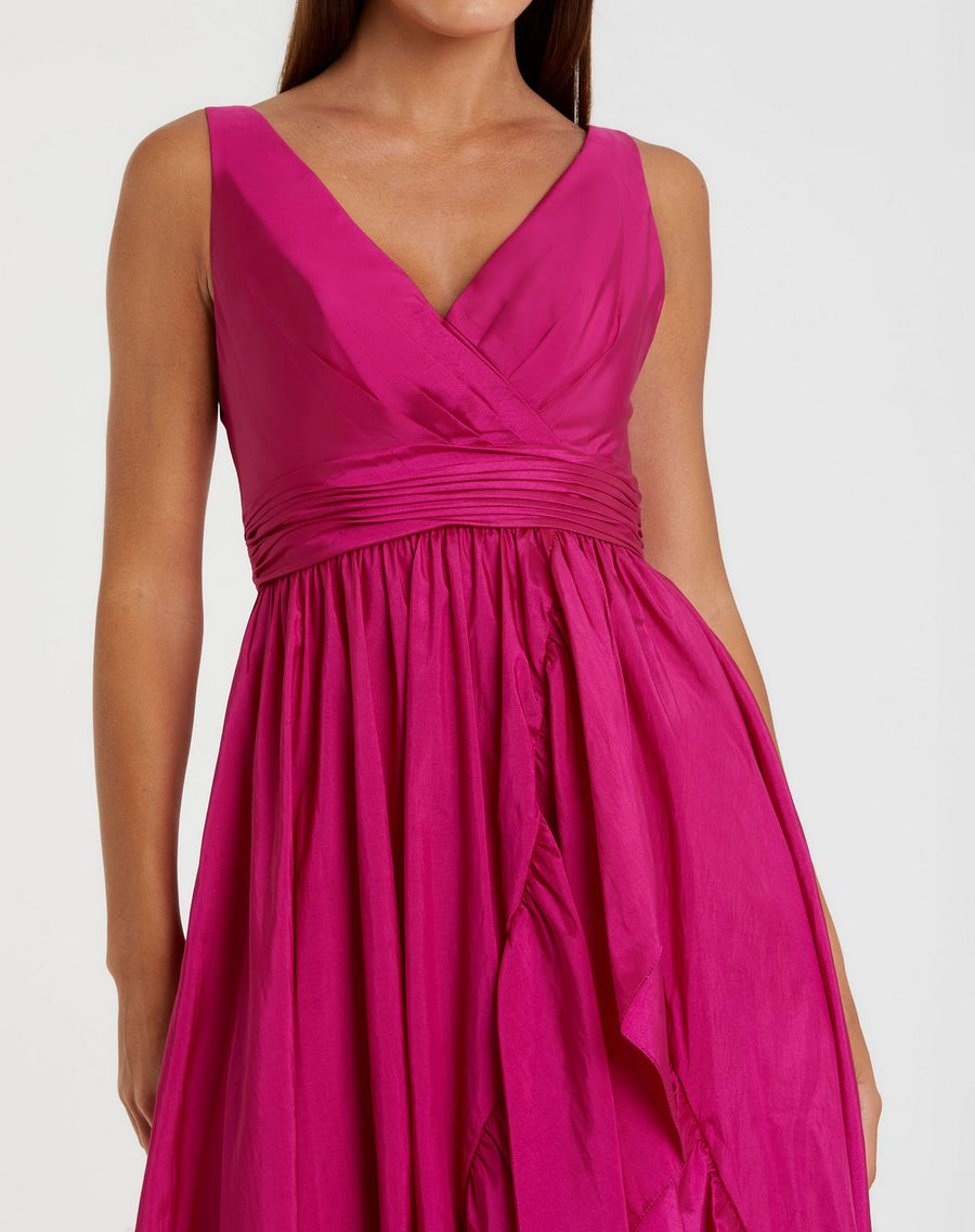 Prom Dresses High Low Taffeta Ruffle Dress Magenta