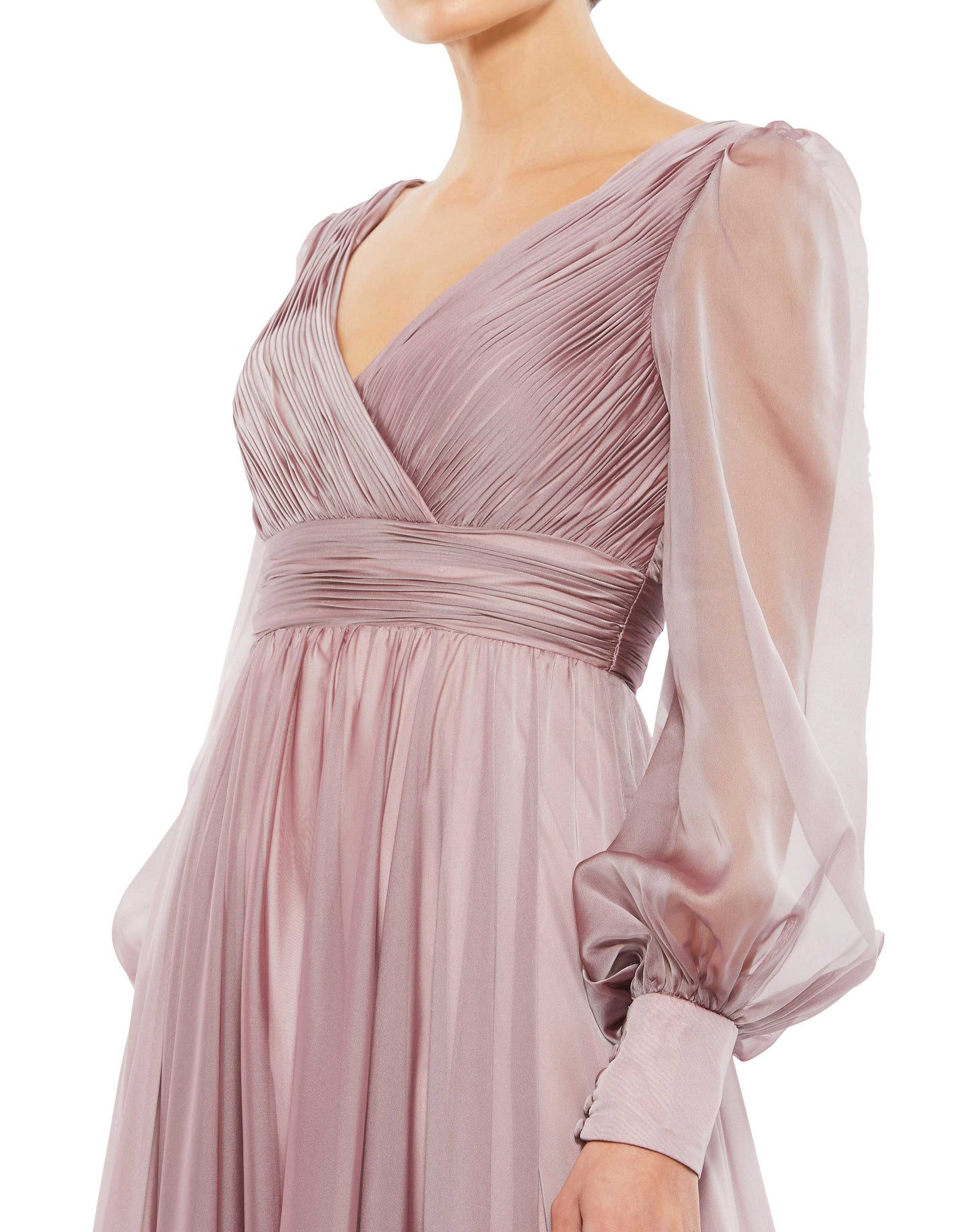 Formal Dresses Long Sleeve Ruffle Tiered Formal Prom Dress Mocha