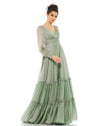 Formal Dresses Long Sleeve Ruffle Tiered Formal Prom Dress Sage