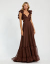 Prom Dresses Long A Line Formal Ruffled Prom Dress Chocolate