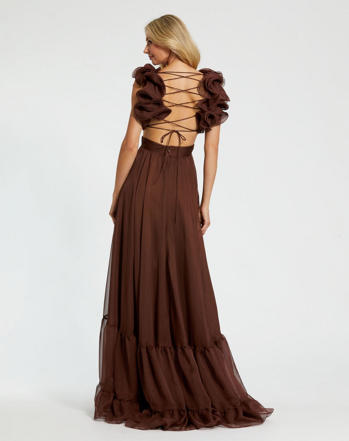 Prom Dresses Long A Line Formal Ruffled Prom Dress Chocolate