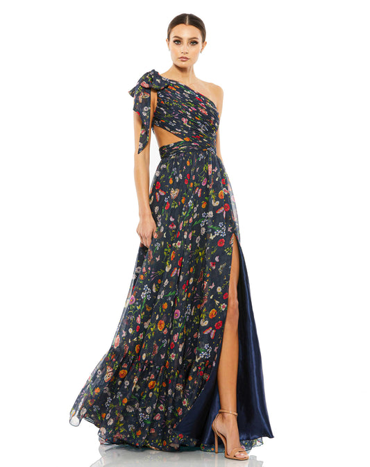 Prom Dresses Long Floral Cut Out Formal Prom Dress Navy Multi