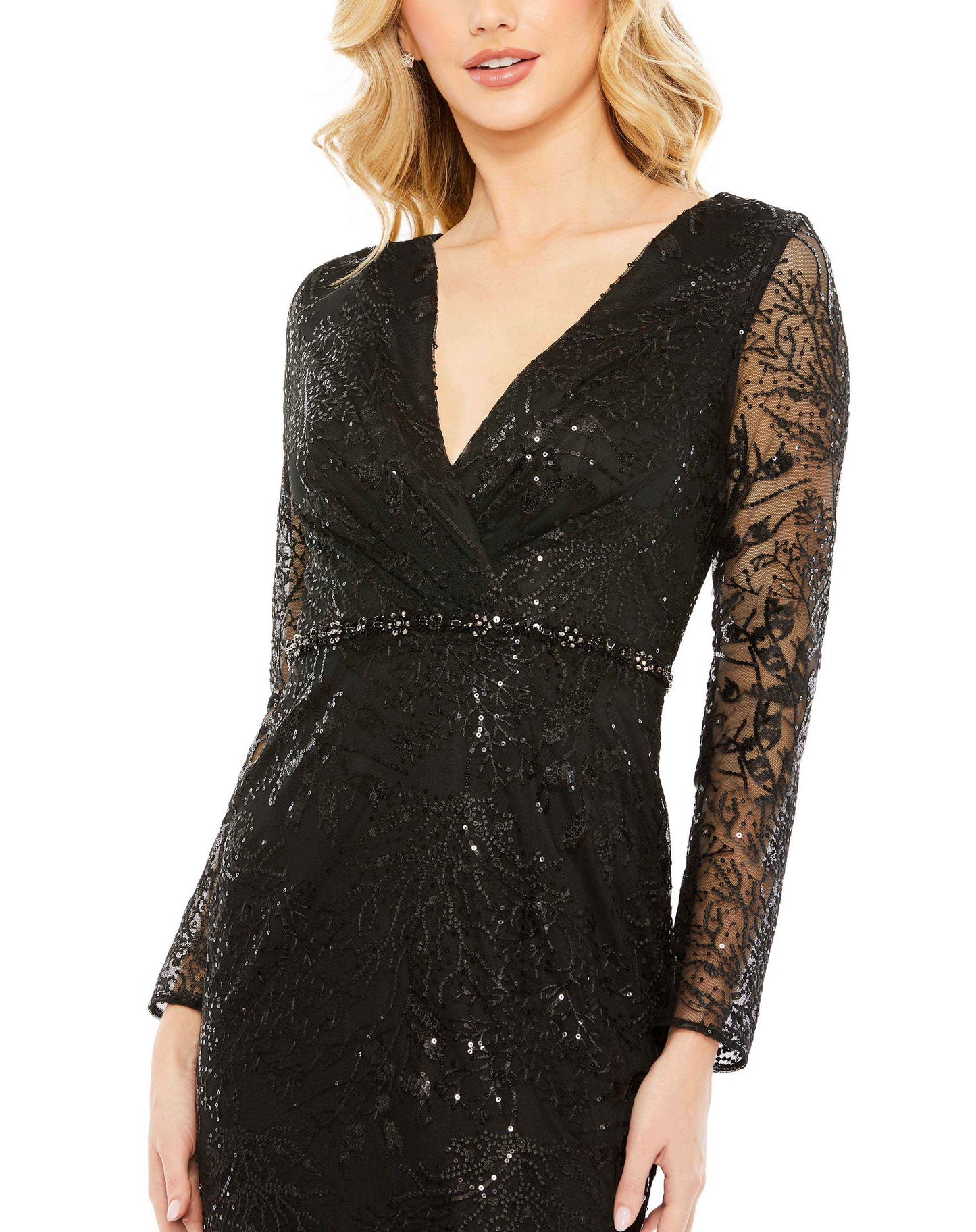 Formal Dresses Long Sleeve Formal Fitted Dress Black