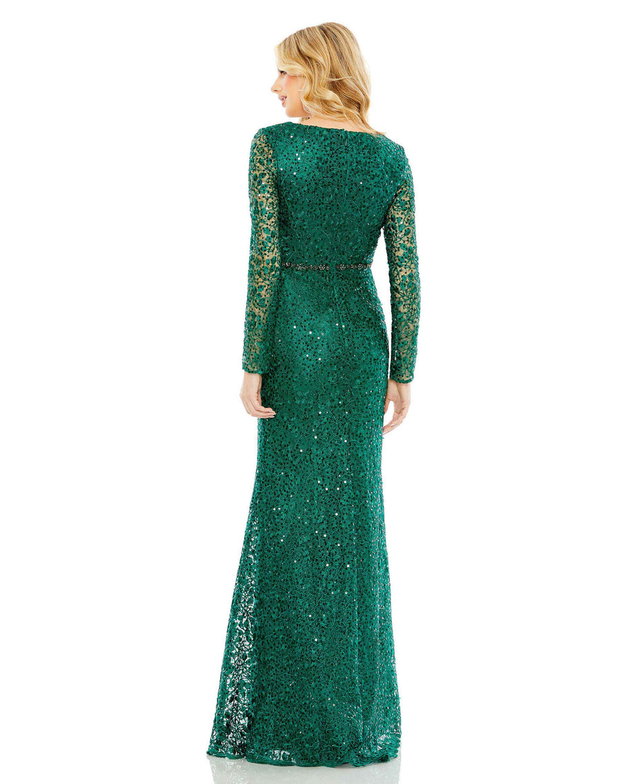 Formal Dresses Long Sleeve Formal Fitted Dress Emerald