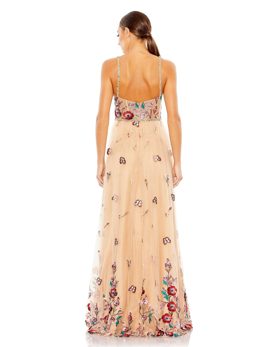 Formal Dresses Long Formal Printed A Line Dress Nude Multi