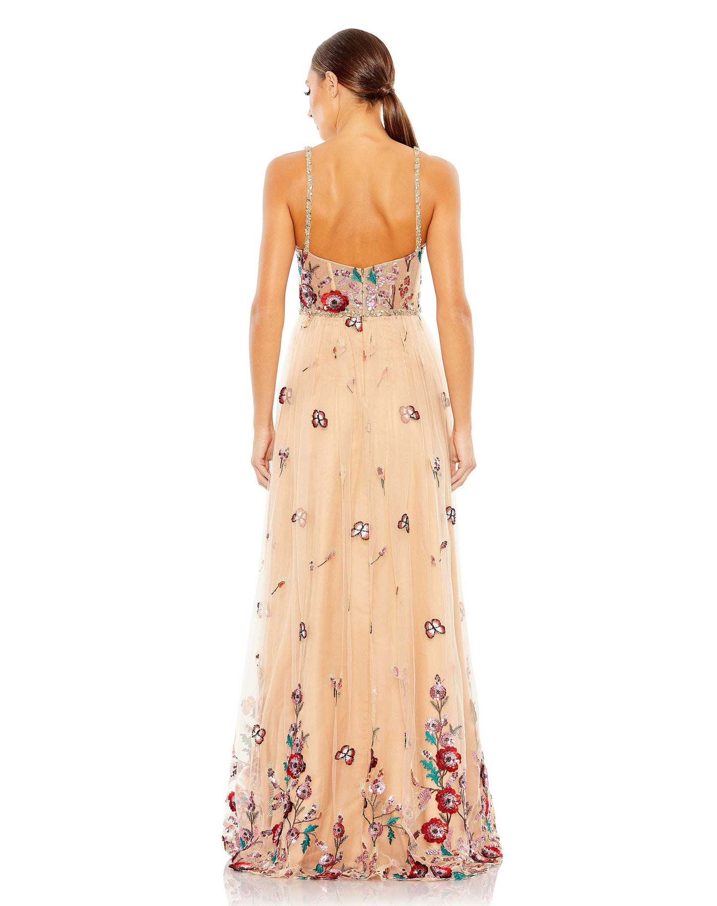 Formal Dresses Long Formal Printed A Line Dress Nude Multi