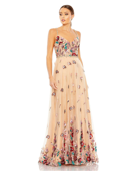 Formal Dresses Long Formal Printed A Line Dress Nude Multi