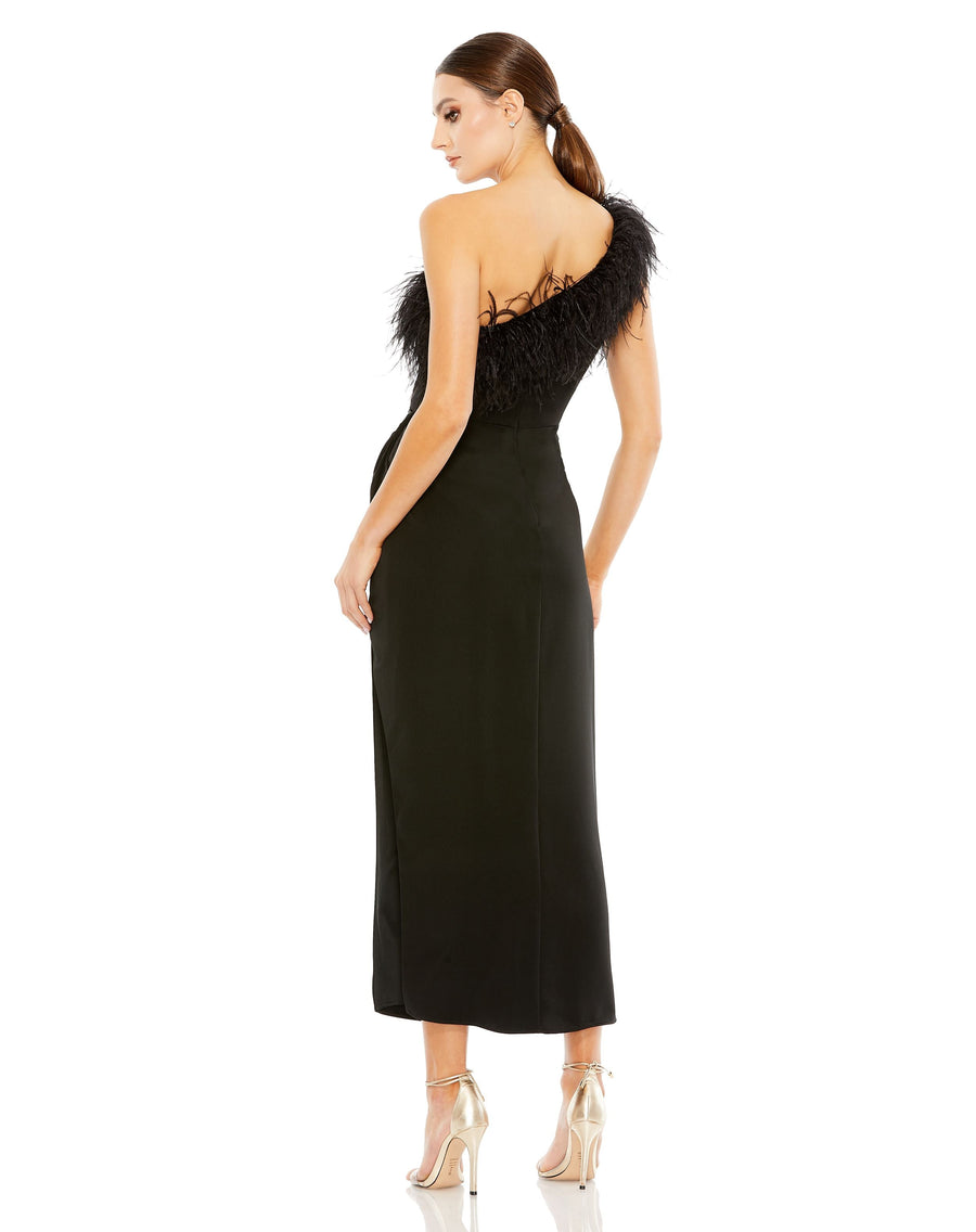 Cocktail Dresses Short Feather Cocktail Midi Dress Black