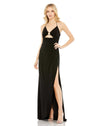 Formal Dresses Fitted Long Draped Dress Black