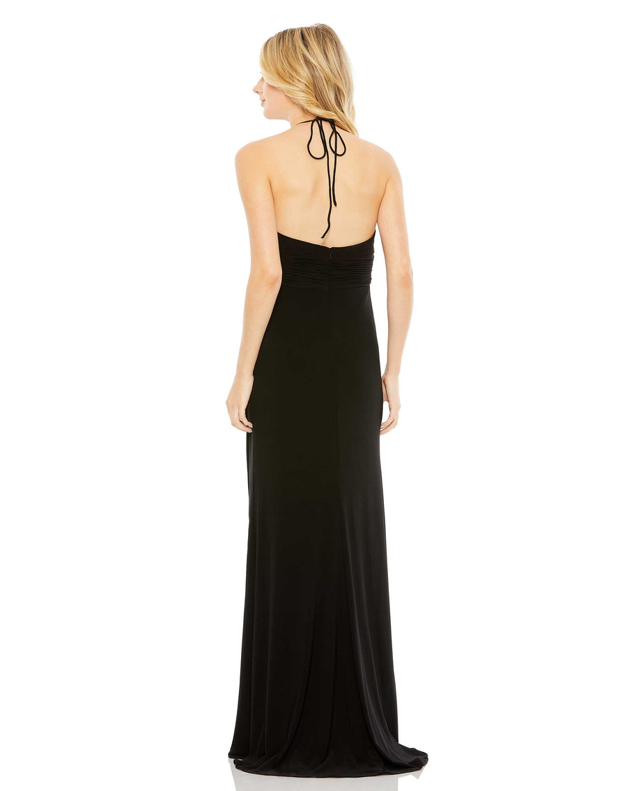 Formal Dresses Fitted Long Draped Dress Black