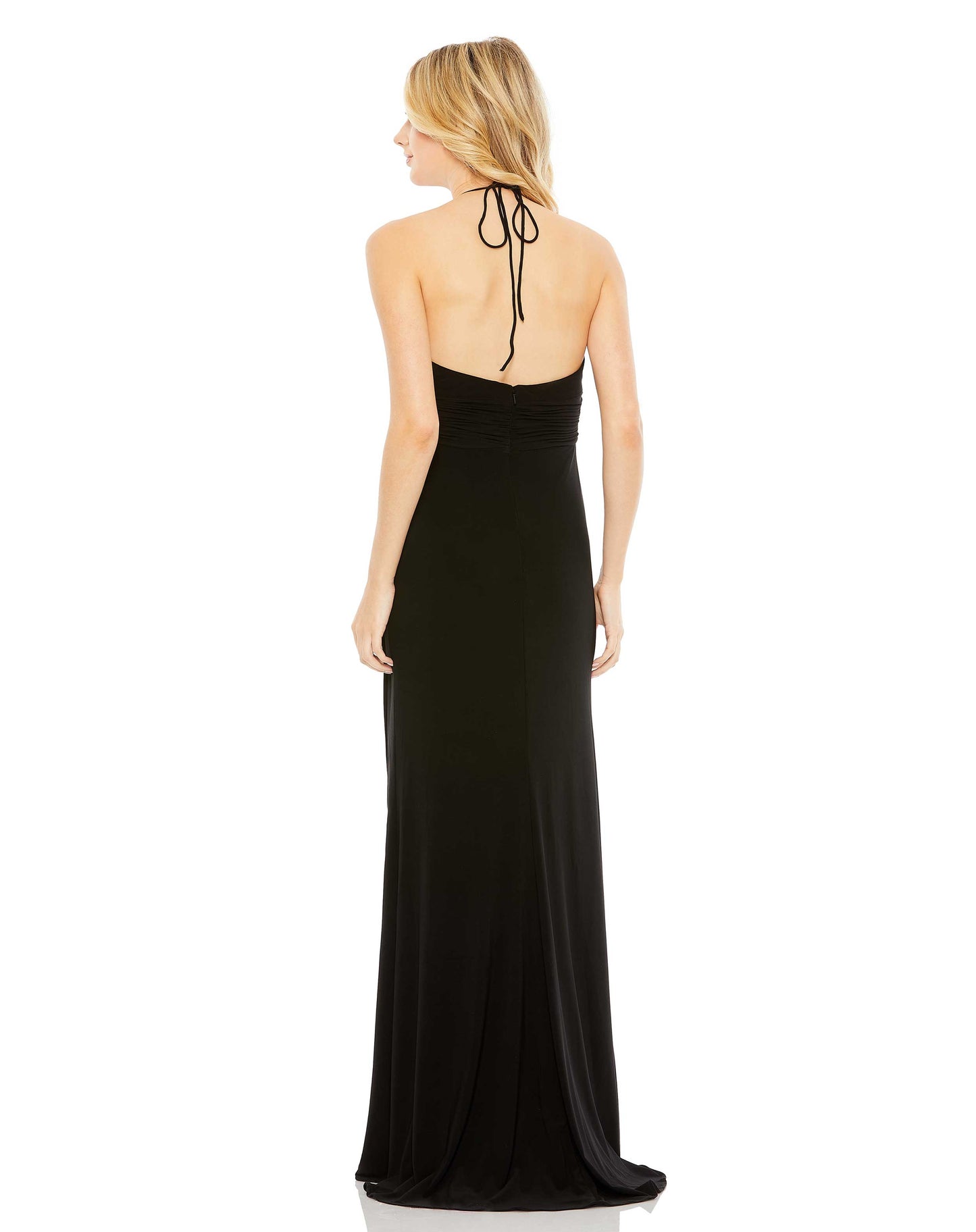 Formal Dresses Fitted Long Draped Dress Black
