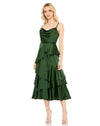 Cocktail Dresses Short Ruffle Tiered Midi Dress Forest Green