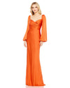 Formal Dresses Long Charmeuse Wrap Over Bishop Sleeve Dress Burnt Orange