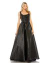 Formal Dresses Long Metallic Pleated Bodice Ball Gown Black